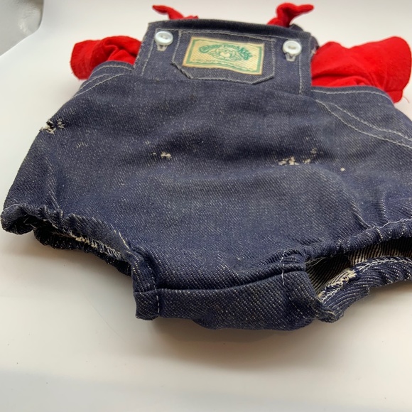 Vintage 1983 Cabbage Patch Kids Retro Denim Overalls with Red Shirt Outfit - Picture 6 of 16